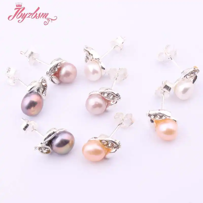 6 мм натуральный круглый пресноводный жемчуг CZ кристалл драгоценный камень Бусины лист белый тибетский серебряный серьги для женщин Рождественский подарок 1 пара