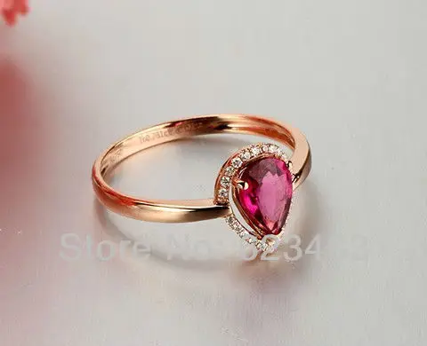 Красивые украшения натуральный кровавый красный рубин кольцо твердое 14CT розовое золото