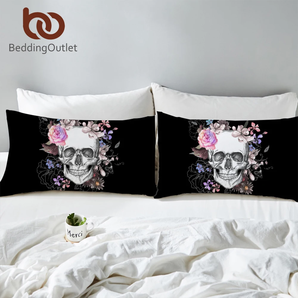 BeddingOutlet искусственная сахара Цветочная наволочка для кровати черная Современная