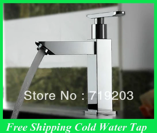 Chrome Square Only for Cold Water Bathroom Taps Sink Faucet