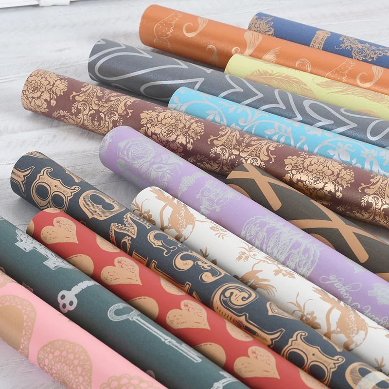 

52X75cm Patterned Gift Packaging Flower Bouquet Wrapping Packing Paper Background Craft DIY Scrapbooking Decor 10 Sheet Roll