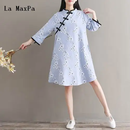 XXXL Cheongsam китайское традиционное платье новые летние Для женщин литературный