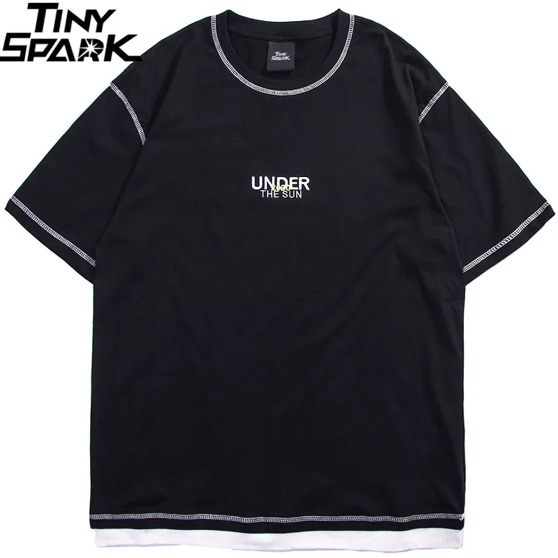 

2019 Hip Hop T Shirt Streetwear Embroidery Letter Men T-Shirts Sewing Design Fashion Tshirt Summer Short Sleeve Cotton Tops Tees