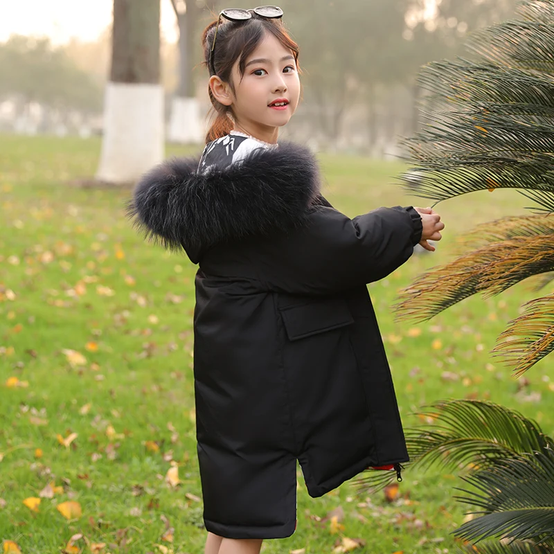 Двусторонний дизайн, зимние пуховики для девочек модные детские теплые ...