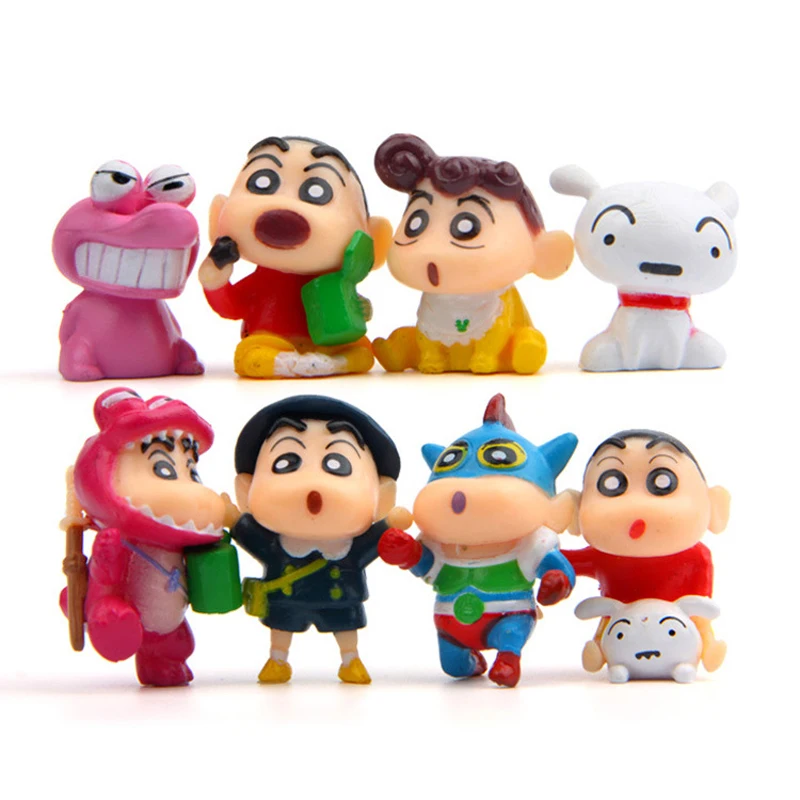 8 шт./Партия DIY Crayon Shin-Chan игрушечные фигурки из ПВХ милый карандаш Shin-Chan фигурка Коллекционная модель игрушки пейзаж для сада