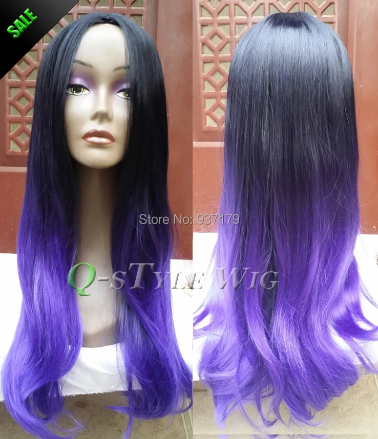 New Long Free Shipping Synthetic Wig Two Tone Color Ombre Style