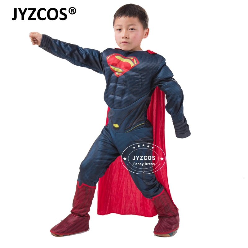 JYZCOS/Костюм Супермена для мальчиков; детский маскарадный костюм супергероя на Хэллоуин; Рождественский карнавальный костюм Пурима; нарядное праздничное платье