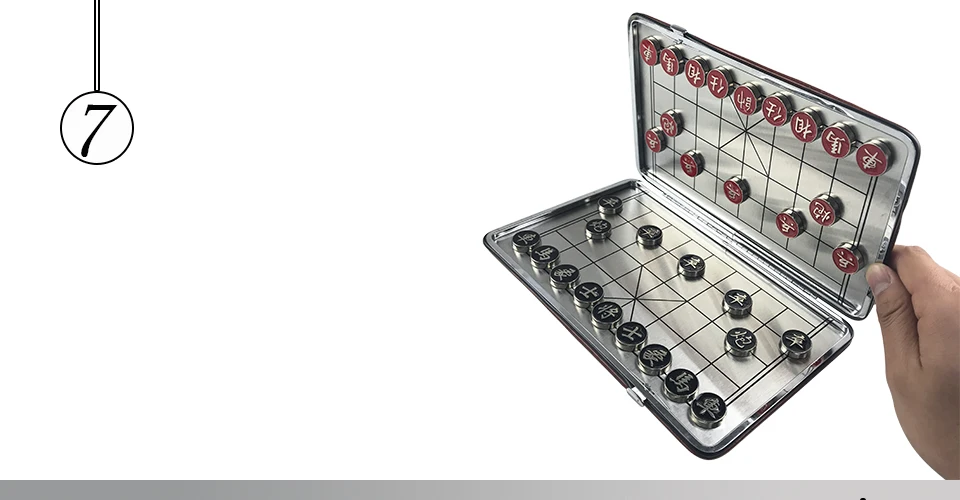 Easytoday Mini Chinese Chess Game Set Portable Magnetic Metal Chess Pieces Folding Metal Chessboard Pocket Game Little Gift (7)