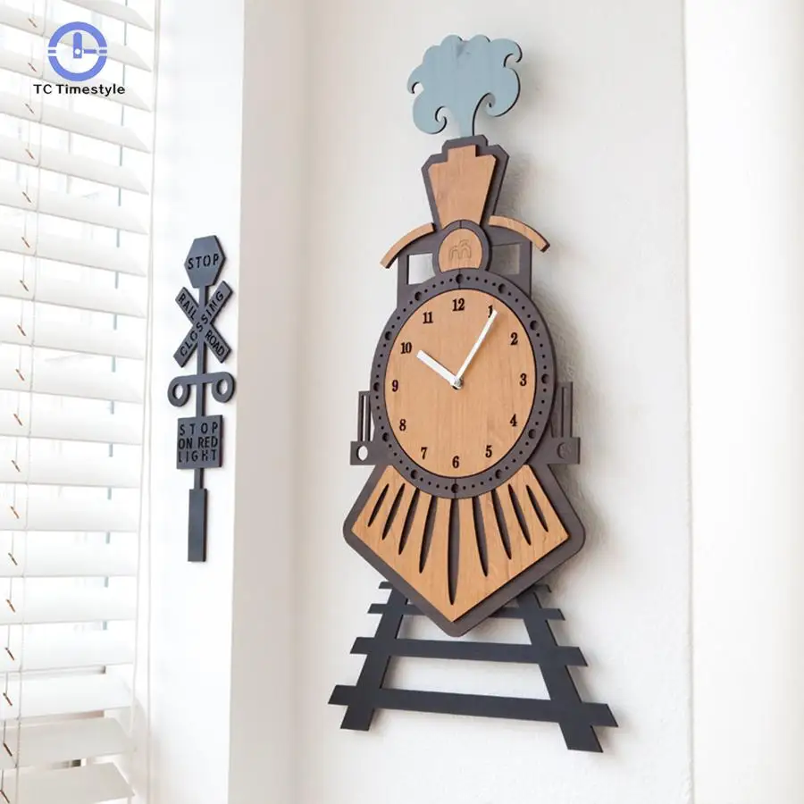 

Creative Wooden Wall Clock Craft Watch Circular Home Decor Modern Design Wall Clocks Livingroom Decorative Tools