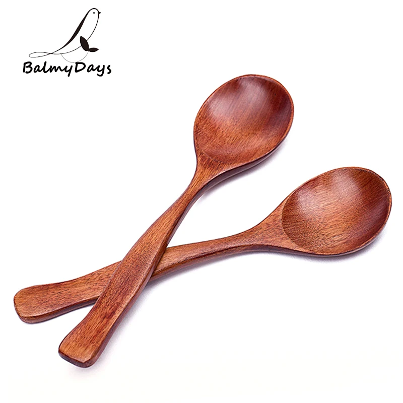 BalmDays 1Pc Wooden Spoon Chinese Wood Rice Soup Spoon Kids Small Dining Spoon font b Mini