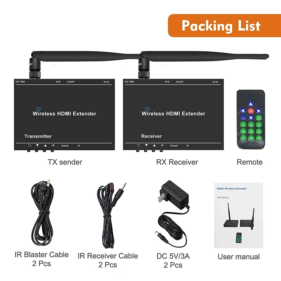 Лучший 330ft беспроводной HDMI передатчик приемник 1080P HDMI беспроводной расширитель комплект с петлей выход ИК Видео HDMI Беспроводной Отправитель