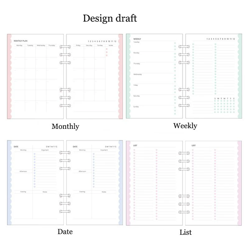 Fromthenon милый блокнот для Filofax Dokibook спиральный планировщик A5A6A7 дневник внутренний ядро Weekl ежемесячный точечный наполнитель бумага