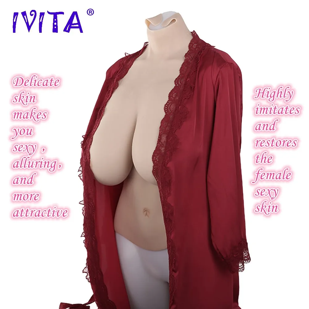 IVITA Realistic Silicone Breast Forms Fake Boobs False Breasts For Crossdresser Drag Queen Shemale Transgender Fashion Bodysuit