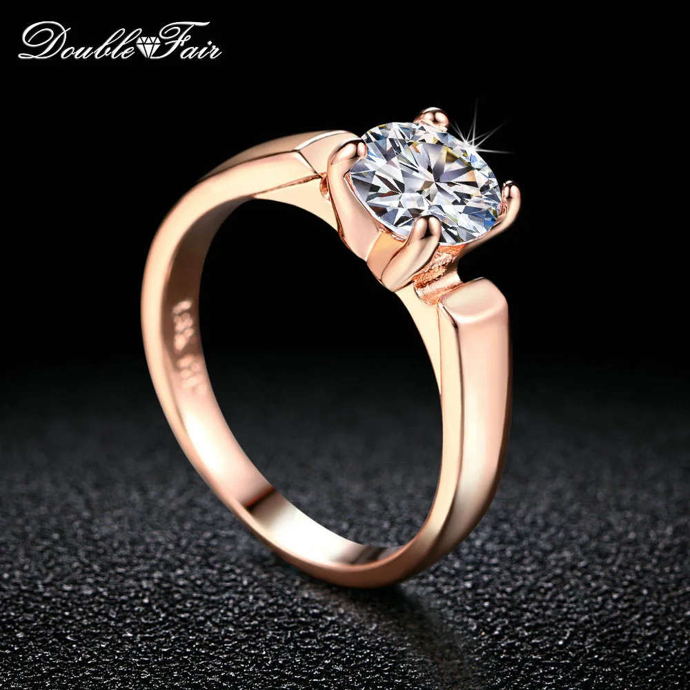 

Classic Elegant Cubic Zirconia Engagement Ring Wholesale Gold Plated Crystal Fashion Wedding Jewelry For Man and Women DFR054
