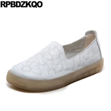 Красное вино медсестра Толстая подошва печатные обувь марочный материнство женщин гулять пешком Китай белый цветок большой размер цветочный плоские вождение ручной работы весенняя осень отправка капель европейская