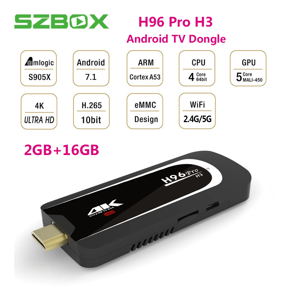 Мини ПК H96 Pro H3 Amlogic S905X четырехъядерный Android 7 1 ТВ приставка 2 4G 5G Wi Fi Гб ОЗУ 16 ПЗУ 4K HD