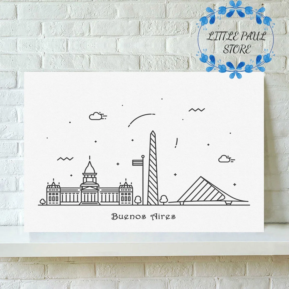 

Buenos Aires Argentina Style Skyline Drawing Canvas Art Print Wall Pictures for Living Room No Frame