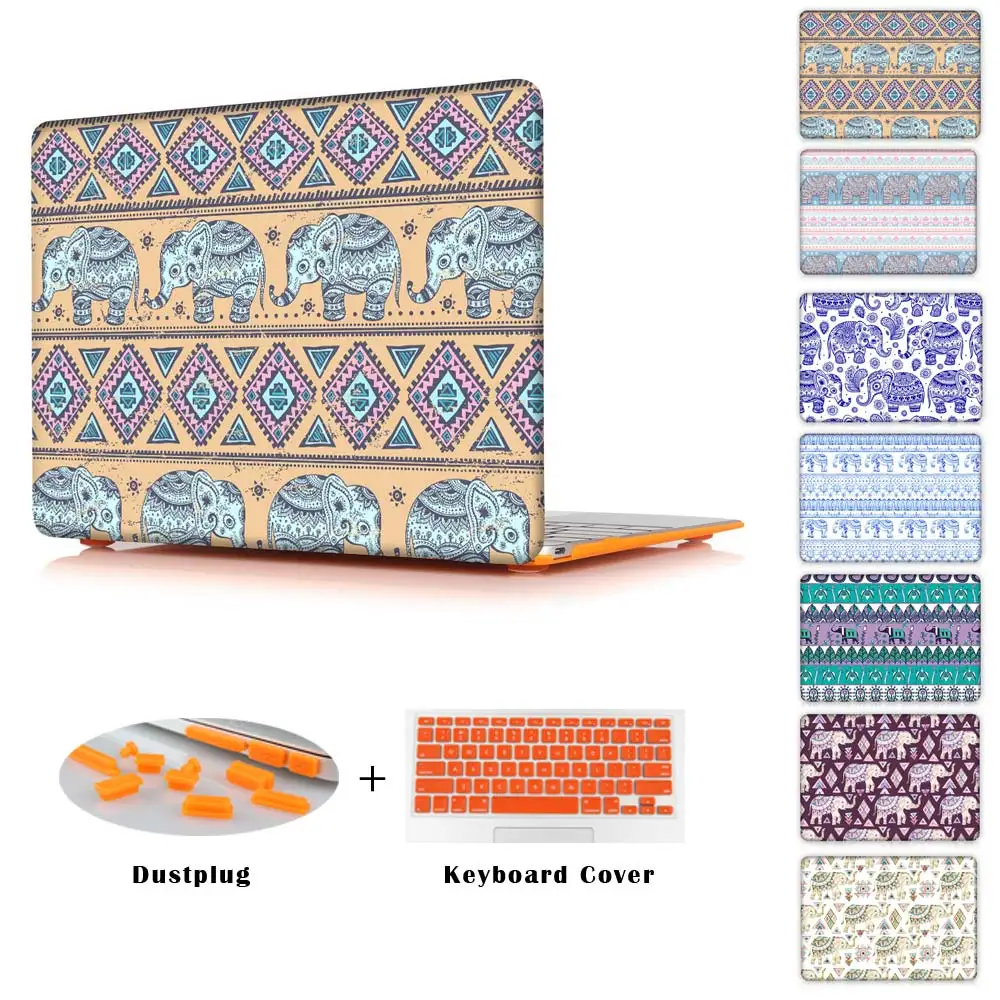 Amazing Unique Ethnic elephant  Pattern Air 13 11 Crystal Clear Case for MacBook Pro Retina 13 15 Hard Cover Mac Book 12