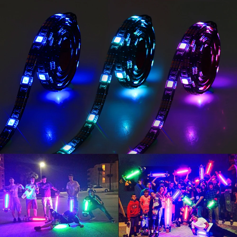 USB Светодиодная лента 5 в RGB SMD5050 ТВ ПК подсветка Bluetooth приложение управление батарея питание гибкий светодиодный светильник 1 м 2 м 2x50 см