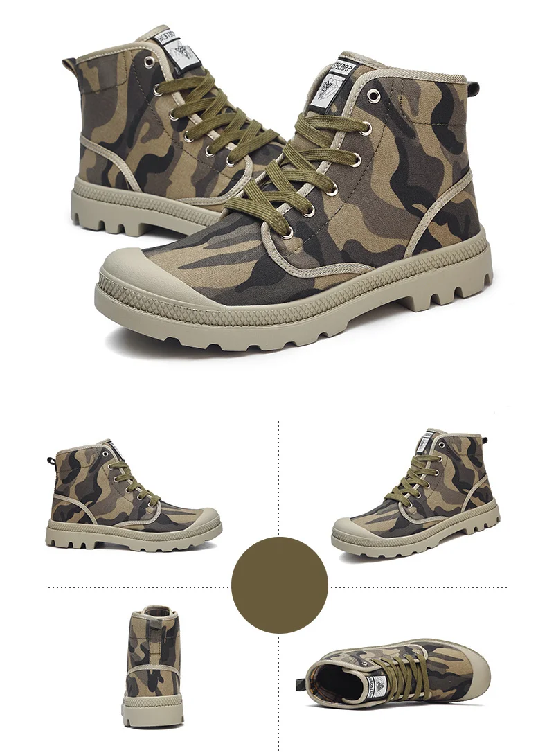 Осенние мужские парусиновые ботинки армейские модные высокие полуботинки в стиле милитари Мужская обувь удобные камуфляжные кроссовки Большие размеры 47