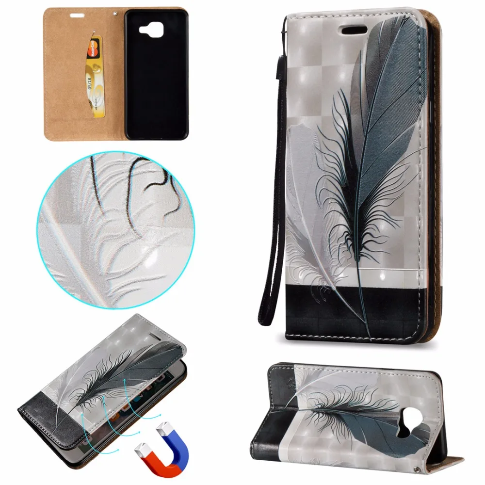 For Samsung Galaxy A3 2015 A300 / 2016 A310 Relief Pattern Magnetic Adsorption Pu Leather Phone Case with Card Slot |
