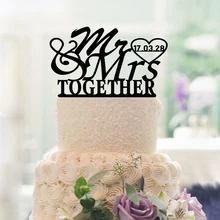 Wedding Decoration Cake Toppers Custom Date and Name Mr And Mrs Wedding Cake Toppers
