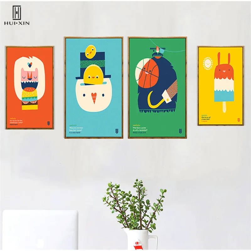 

Delicate Gift For Kids Lovely Cartoon Colorful Happy Life Pattern Popsicle Duck Ball Wall Decorative Paintings For Home Decor