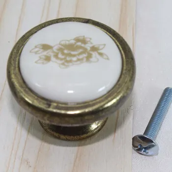 

rustico pastorale ceramic / porcelain kitchen cabinet drawer knob pull vintage brass dresser cupboard handle knobs