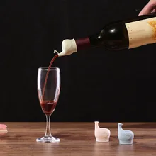 1 unidad de diseño de elefante duradero tapón de vino de silicona salsa de soja botella de vino boca condimento inverso líquido Deflector tapa 3 colores(China)