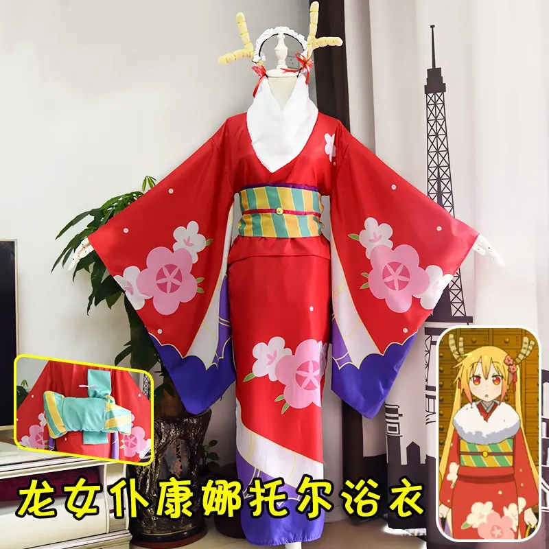 Кимоно Kobayashi san Chi без горничной дракон Кана Камуи юката косплей костюм мисс