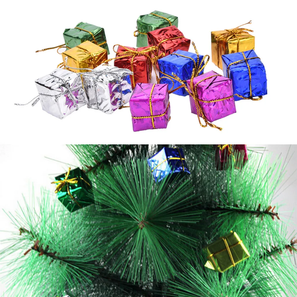 

12pcs Mini Gift Boxes Shape Tree Ornament Party Hanging Pendants Decoration Christmas Decorations For Home New Year