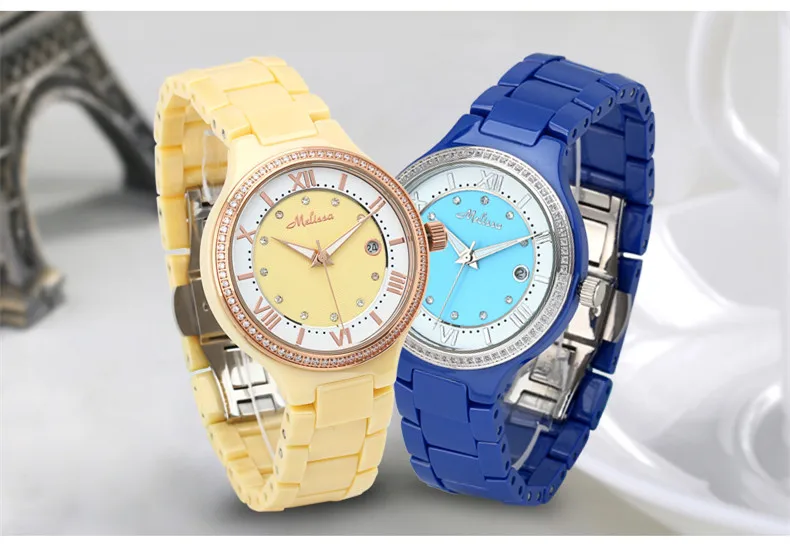 Элегантные модные деловые женские наручные часы с браслетом, настоящие керамические часы, кварцевые часы с календарем, Relogio Montre Femme F8148