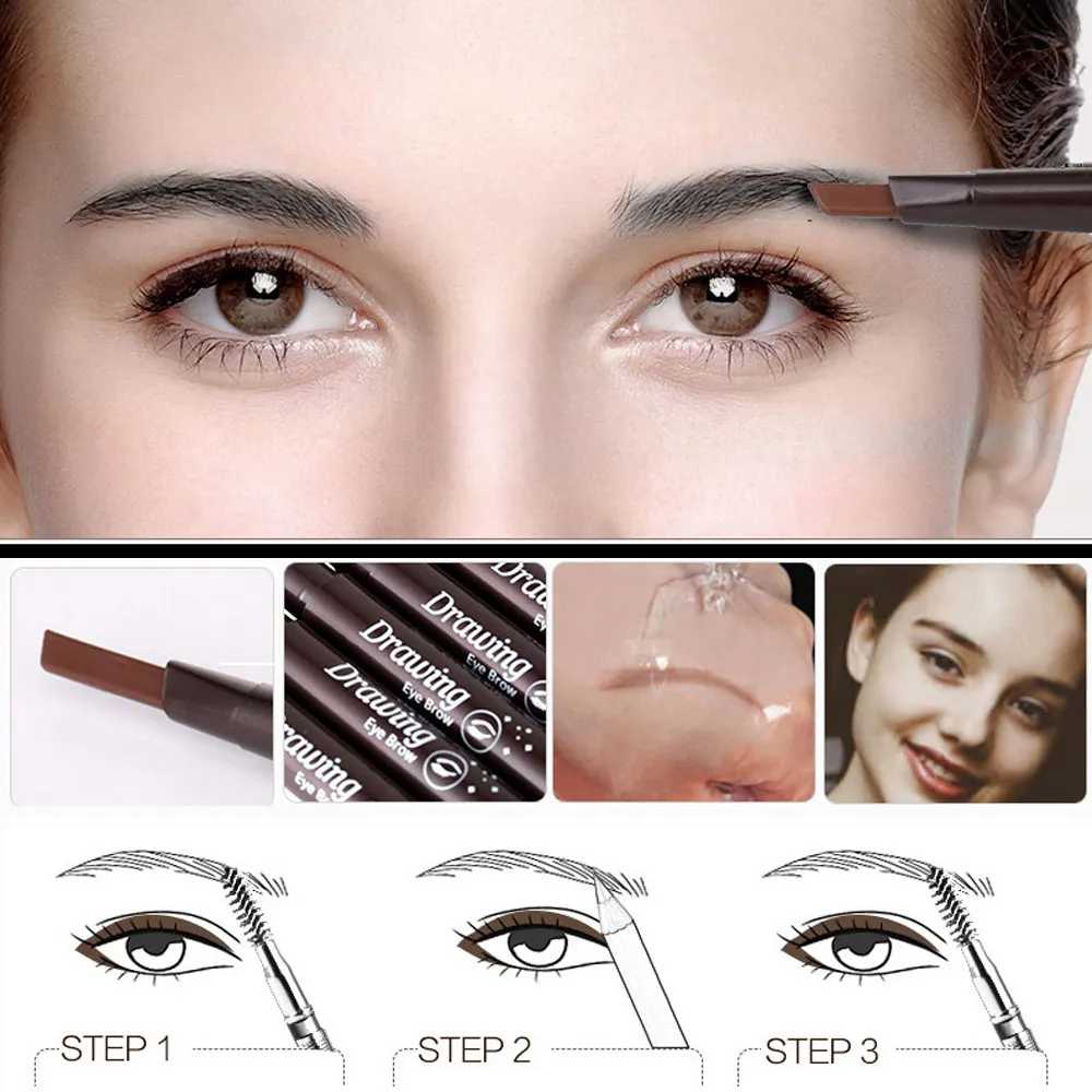

eye brow pencilWaterproof eyebrow pencil with eyebrow brush two in one durable and non-dressing makeup toolsLapiz de cejas