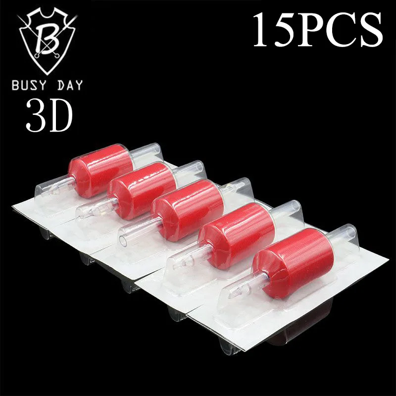 15Pcs 3D Disposable Tattoo Grips 30MM Red Plastic TubesTattoo