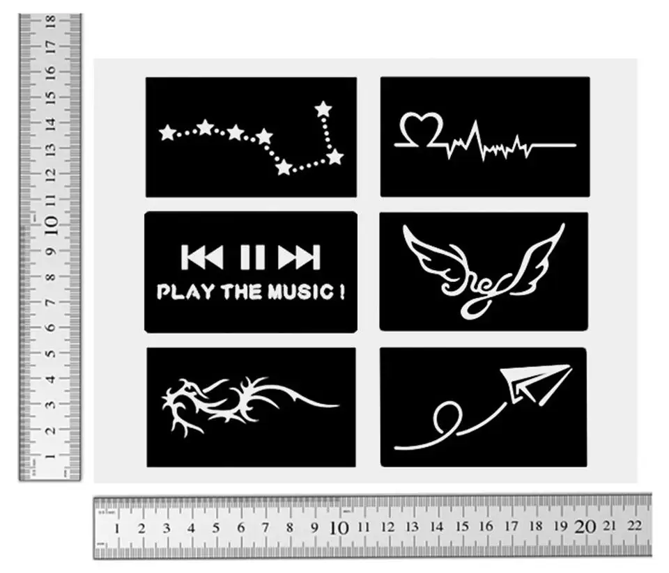 312 шт хна тату Трафаретный временный блестящая Татуировка шаблоны Аэрограф Живопись тело татуировки направляющие для Dermografo маленькая татуировка