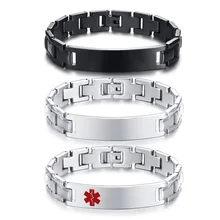 Идентификатор медицинской опасности браслет из нержавеющей стали для мужчин и женщин гравировальный патологический браслет с именем льда на заказ идентификационный браслет с именем