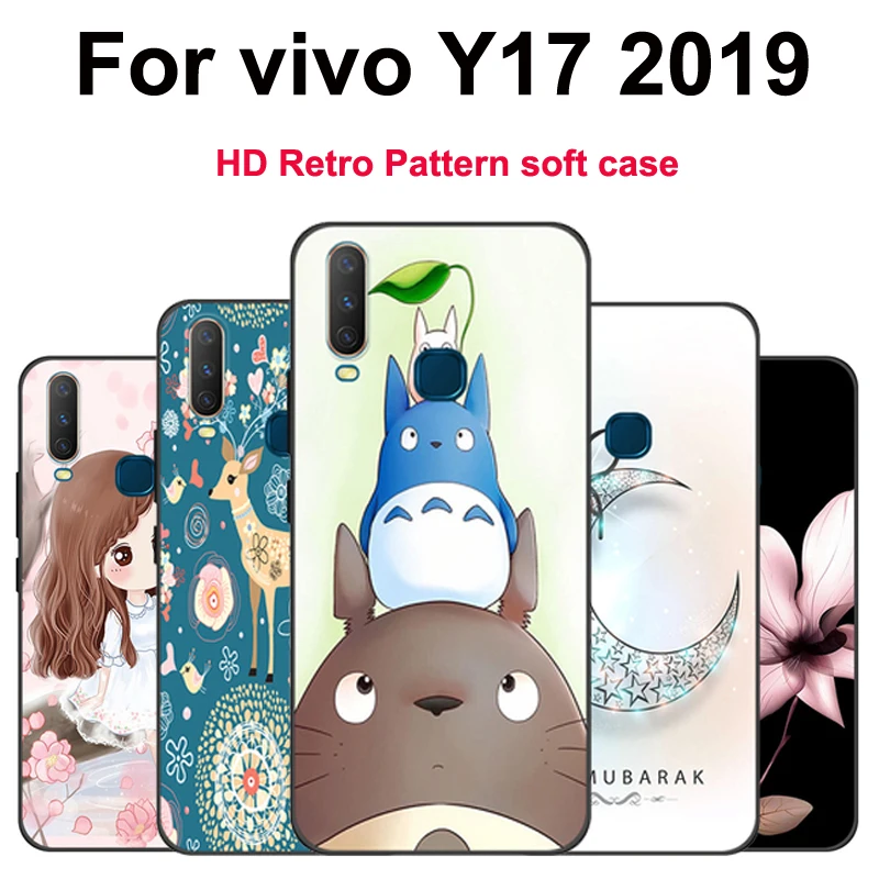 

Soft Silicone bumper For vivo Y17 2019 case Y17 Phone Case HD Painted Cartoon TPU back cover For vivo Y 17 2019 protective cases