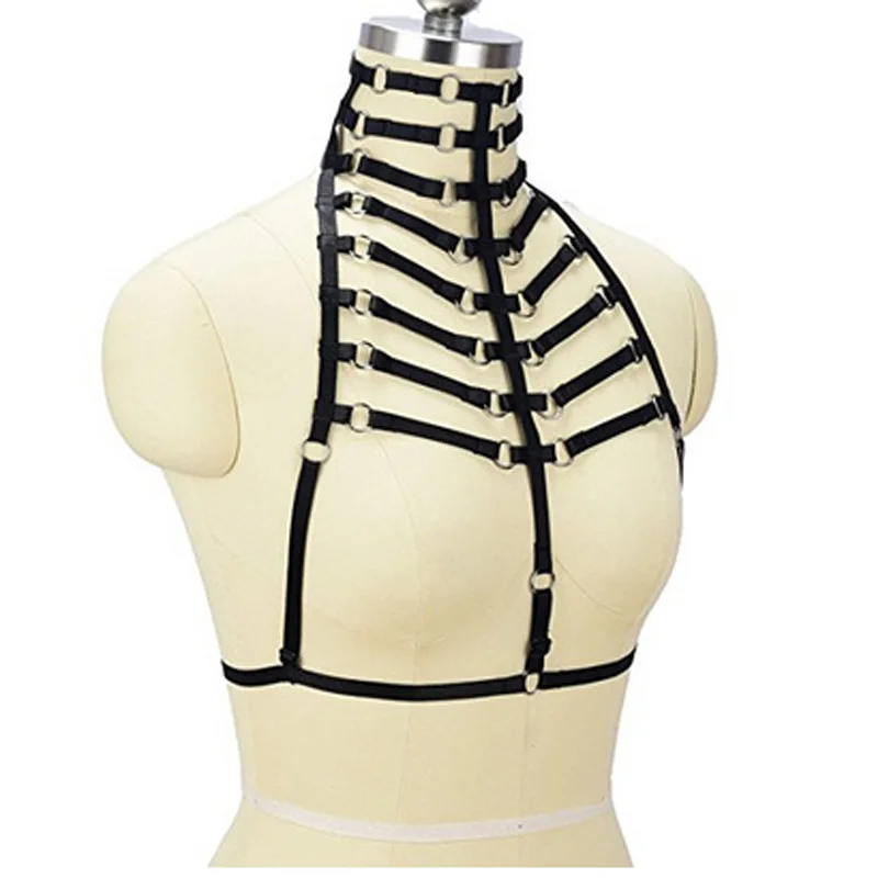 Punk Bandage Body Harness Garter for Women Wear Lingerie Party Queen Sexy Charming Straps Garter Belt Cupless Bustier Top Gothic