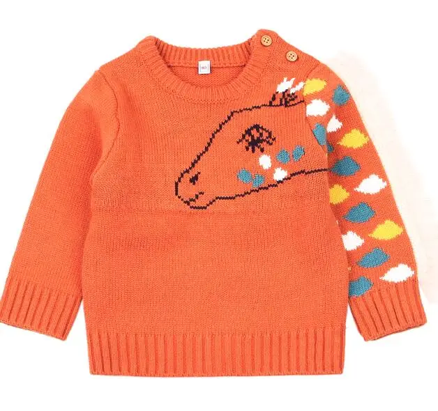 Детский свитер; сезон весна; повседневная трикотажная одежда с длинными рукавами для новорожденных; Осенняя верхняя одежда; пуловеры для маленьких детей; топы с рисунком оранжевого цвета - Цвет: Оранжевый