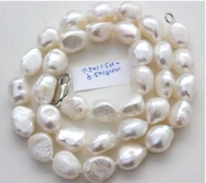 

classic 8-10mm south sea natural baroque white pearl necklace 18inch