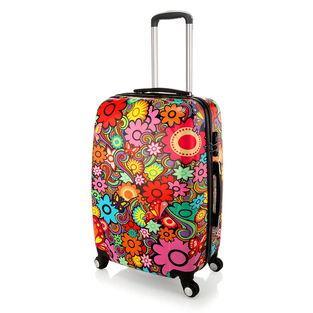 20/28inch Flower Printing Trolley Luggage, Carry Ons Suitcase 4