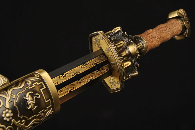 Полностью китайский меч ручной работы, черный клинок, весна 9260, стальной полный меч, коллекционный меч для дома, отмена, свадебный подарок