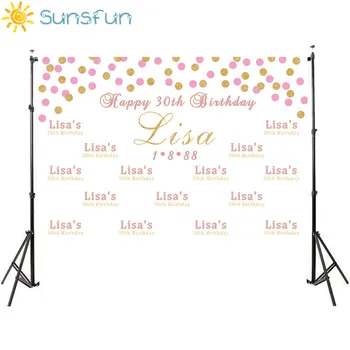 

Sunsfun Customized 30th birthday Photo background pink gold spots backdrops for studio photo background Camera fotografia