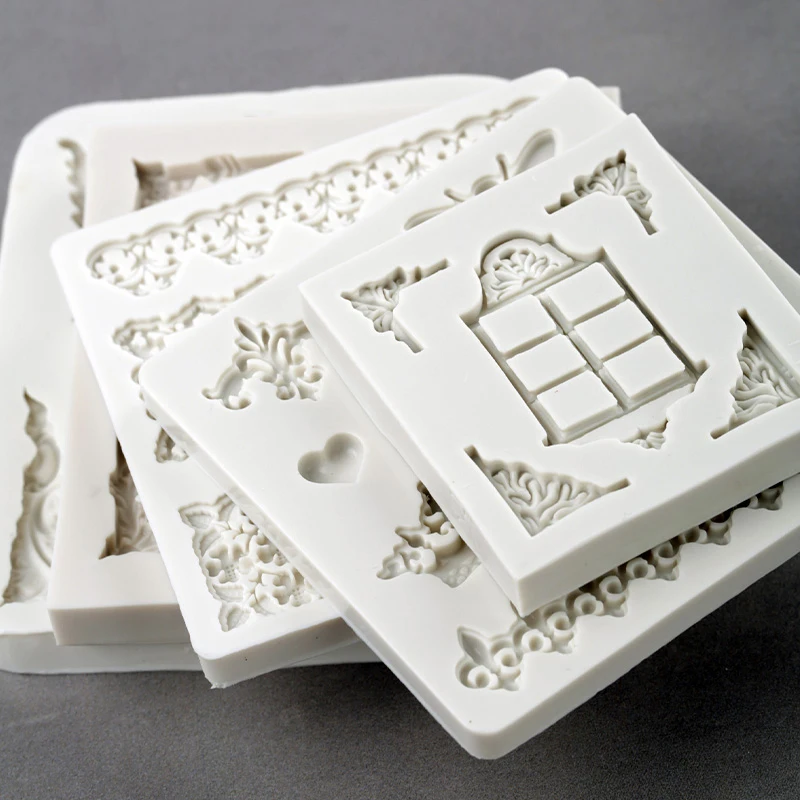 

Retro Lace Silicone Mould Fondant Cake Relief Mold Crown Gem Window DIY Chocolate Cake Decorating Tools Kitchen Baking Utensils