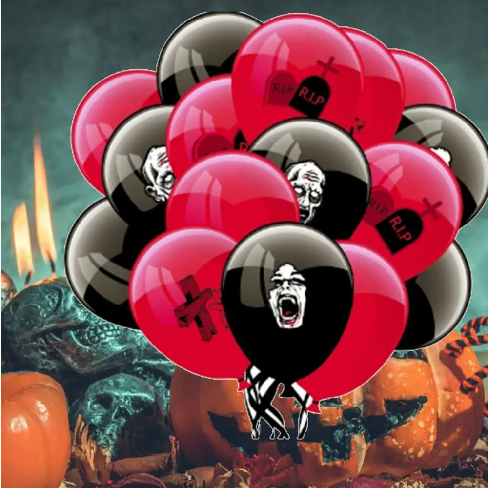 Scary Printed Halloween Party Balloons Trick Treat Orange Black Latex