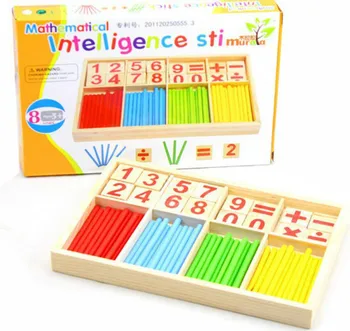 

Baby Toys Counting Sticks Education Wooden Toys Building Intelligence Blocks Montessori Mathematical Wooden Box Chil Gift