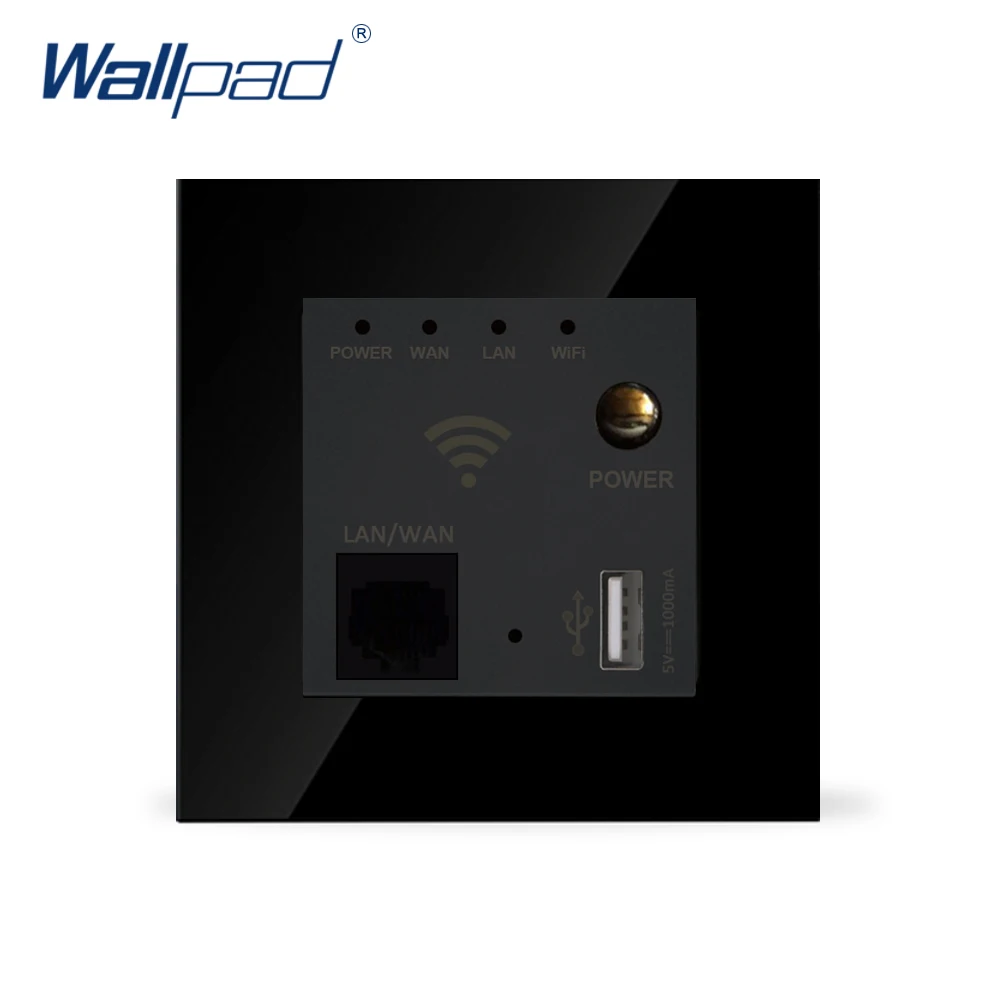Wifi ретранслятор роутер Wallpad Роскошный Черный Кристалл Стекло 86*86 мм 110 В 240