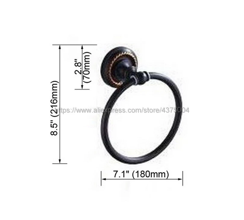 Bathroom towel holder, brass Wall-Mounted Round Black Oil Rubbed Brass Towel Ring ,Towel Rack Nba214