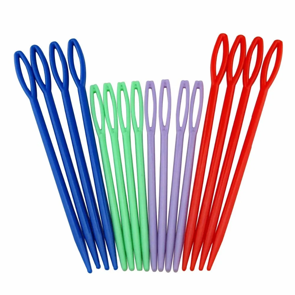16 pcs HIGHROCK Colorful Plastic Sewing Needles Sewing DIY Crafts Tool