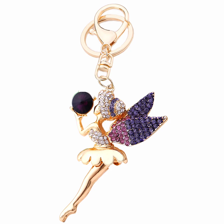 Creative Crystal Angel Keychain Fashion Bag Key Chain Ring Holder For